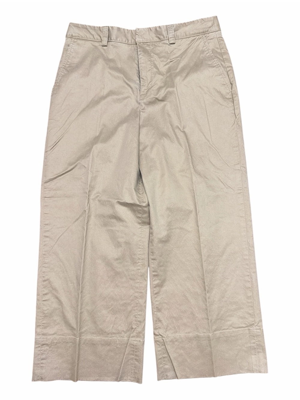 1901 Nordstrom Khaki High Waist Wide Leg Cropped Chino Trousers Size 14